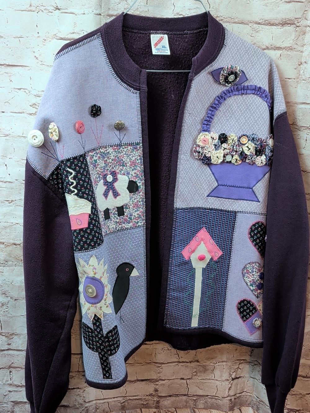 Jerzees XL Cardigan in Plum With Patch Work XL Like new